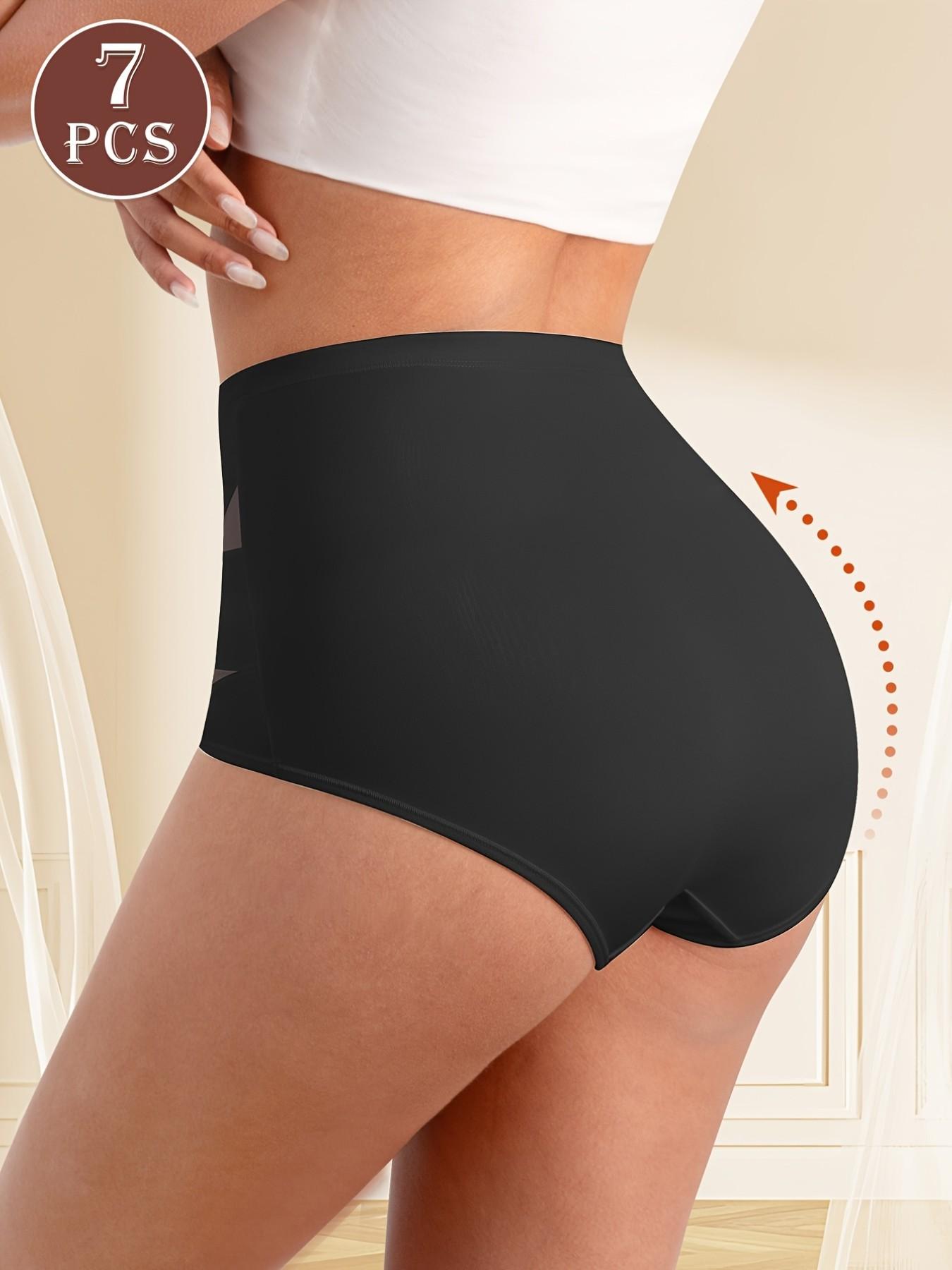 7-Pack High-Waisted Body Contouring Shapewear Underwear for Women, Elegant Chic Breathable Mesh, Invisible Seamless Triangle Panties, All-Seasons Fitted Design, Firm Control Shapewear