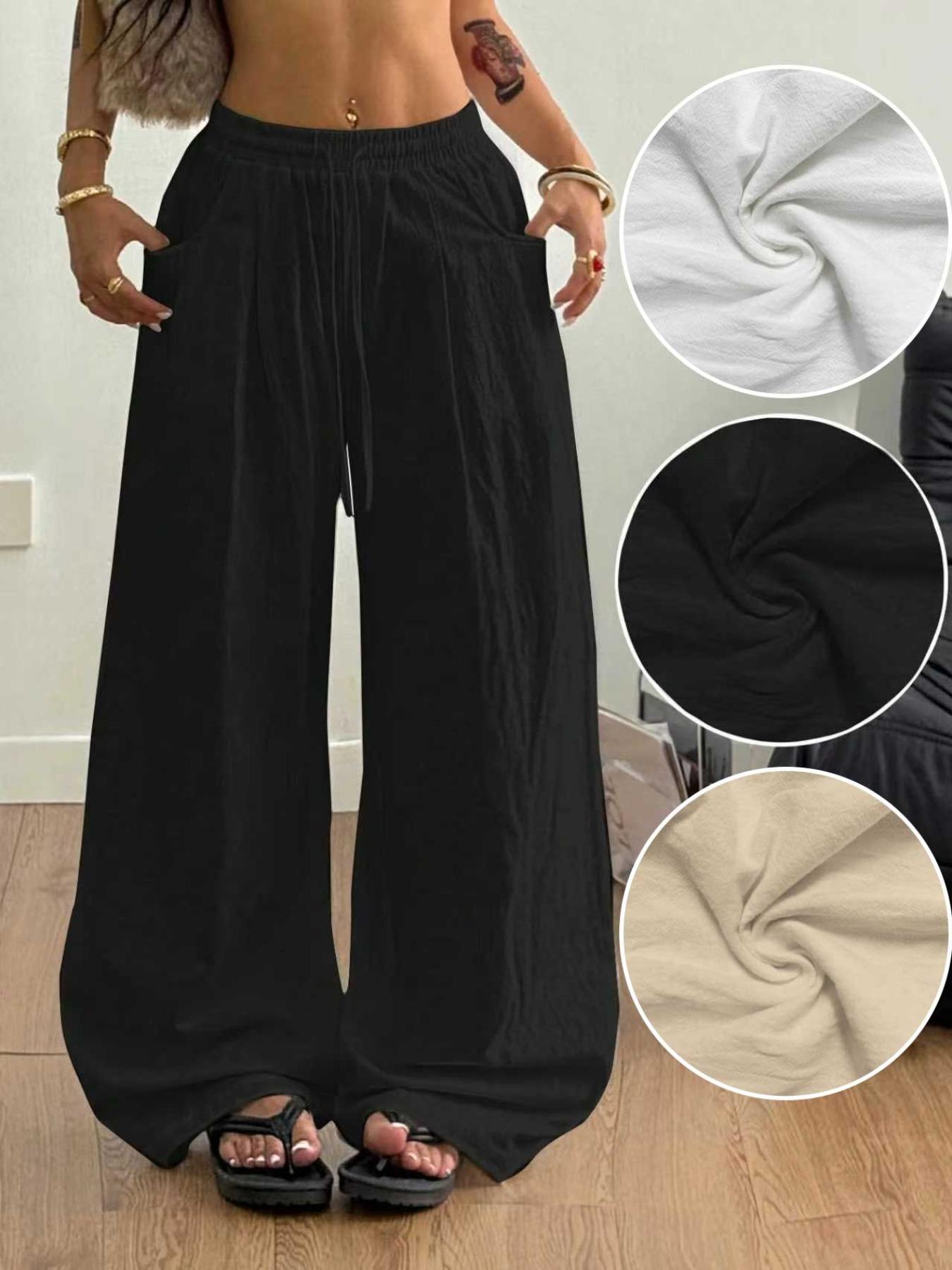 Women's Bohemian Style Casual Pants, Low Waist Loose-Fitting Design, Comfortable Daily Wear, Perfect for Vacation & Everyday