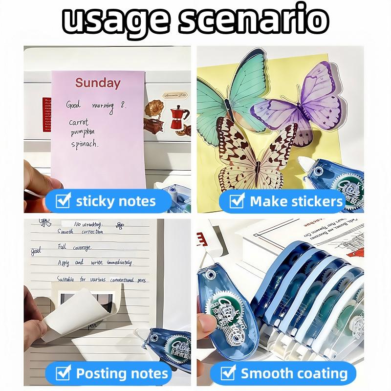 5pcs Transparent Gradient Double-Sided Tape, Multiple Colors, No-Trace Adhesive, Durable Photo Holder, Compact Design, Ideal for Crafts