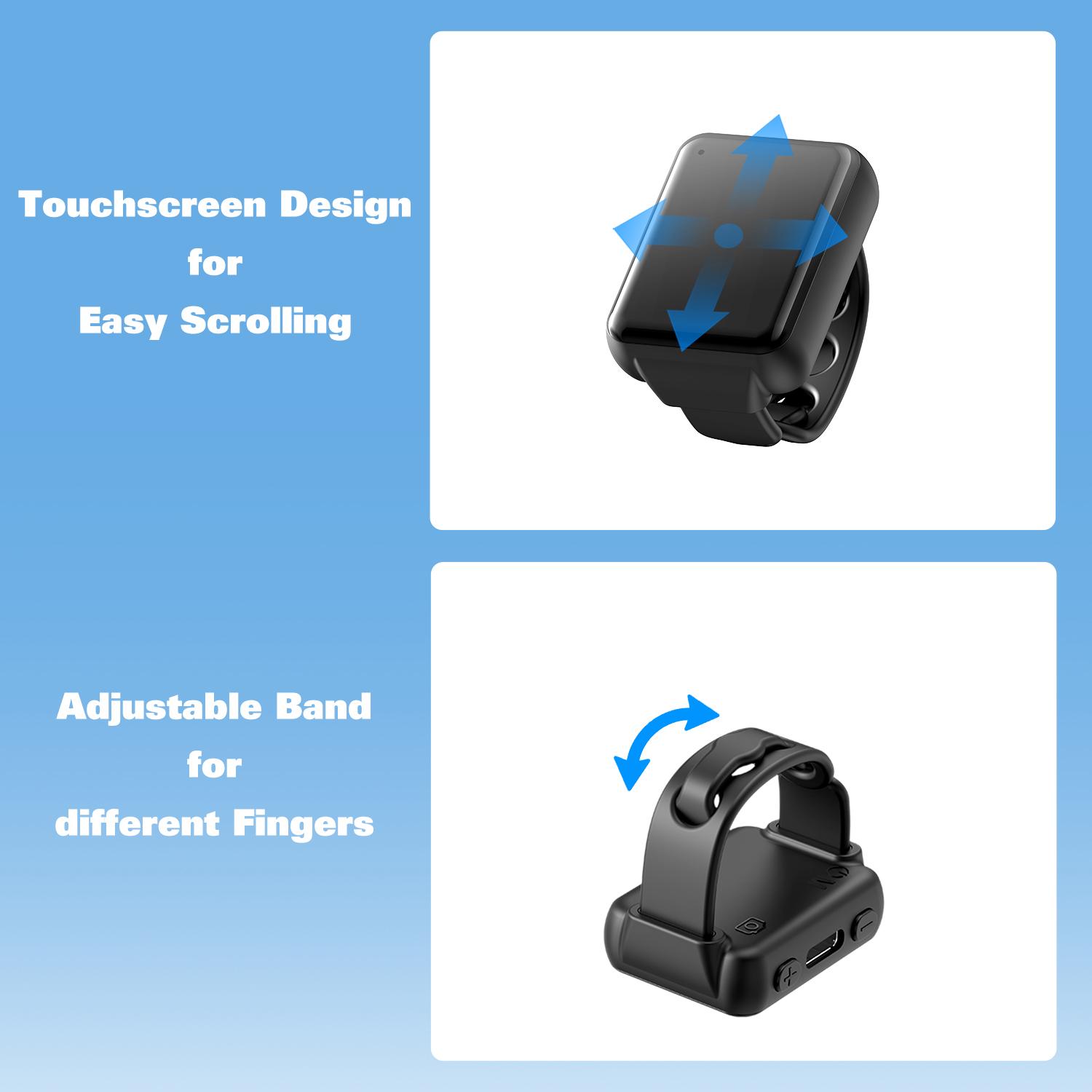 Multifunctional Ring Remote Control Wireless Rechargeable Bluetooth Compatible for iOS Android Cellphone Camera Stabilizer Multiplatform Touchscreen TikTok Scrolling