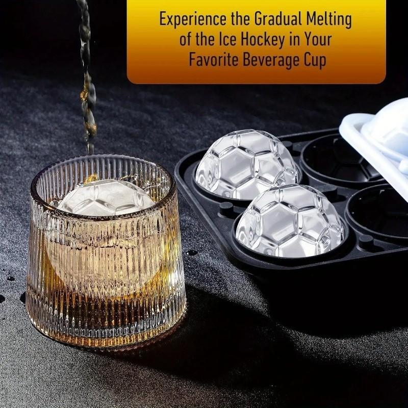 New Fun Football Shape Ice Cube Mold, Summer Ice Tray, Cocktail Ice Cubes, Whiskey Party Drink Large Ball Ice Mold, Perfect Gift for Soccer Fans