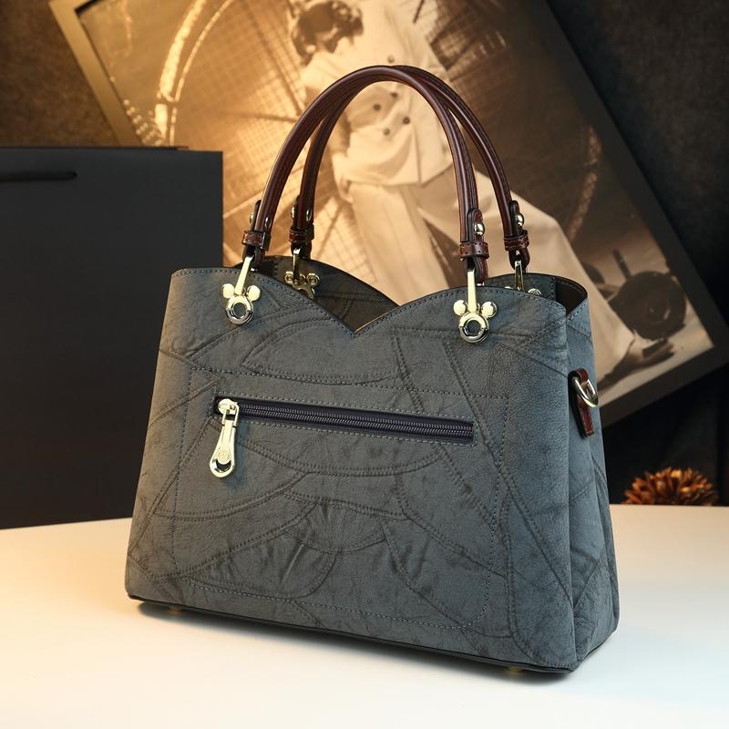 Elegant Vintage Patchwork Handbag, Large Capacity Commuter Tote Bag, Lightweight Luxury Mom Bag, Single Shoulder Crossbody Bag