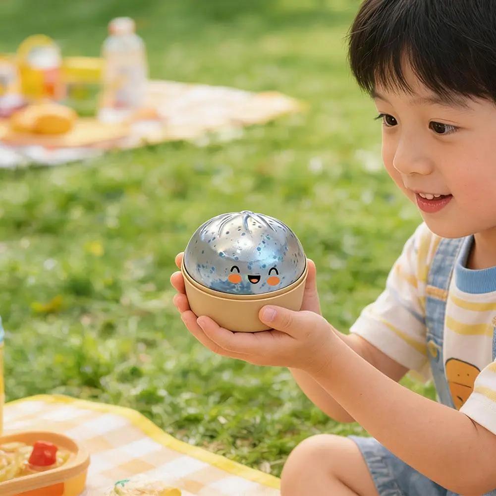 Colorful Dumpling Squishes Stress Balls Fidget Sensory Toys Simulation Food Squishies Bun with Steamer Squeeze Dough Ball Gifts