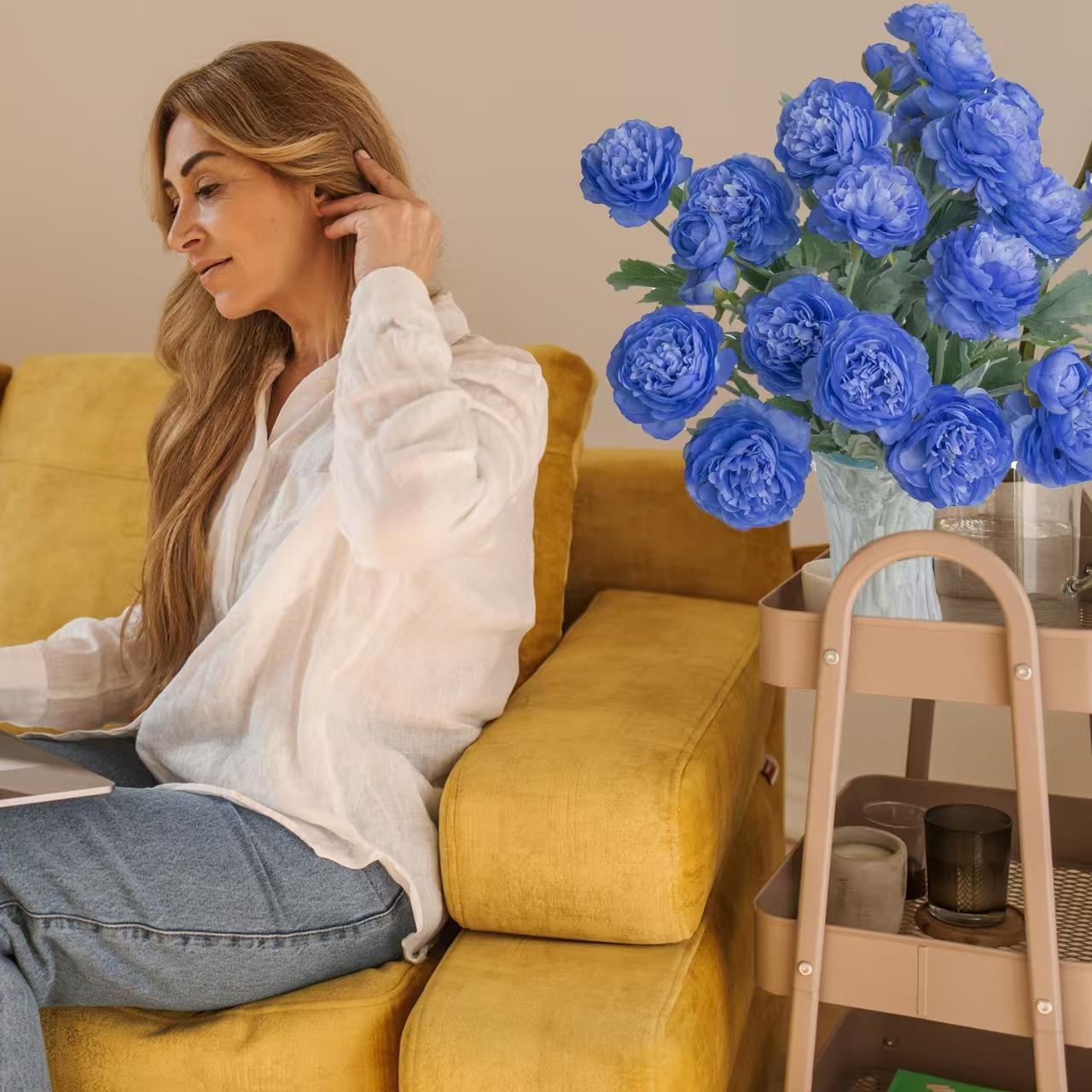 Molilito Peony Bouquet — 20 Stems (≈60 Heads), 50 cm, Bendable Stems for Wedding & Home Décor (Vase Not Included)