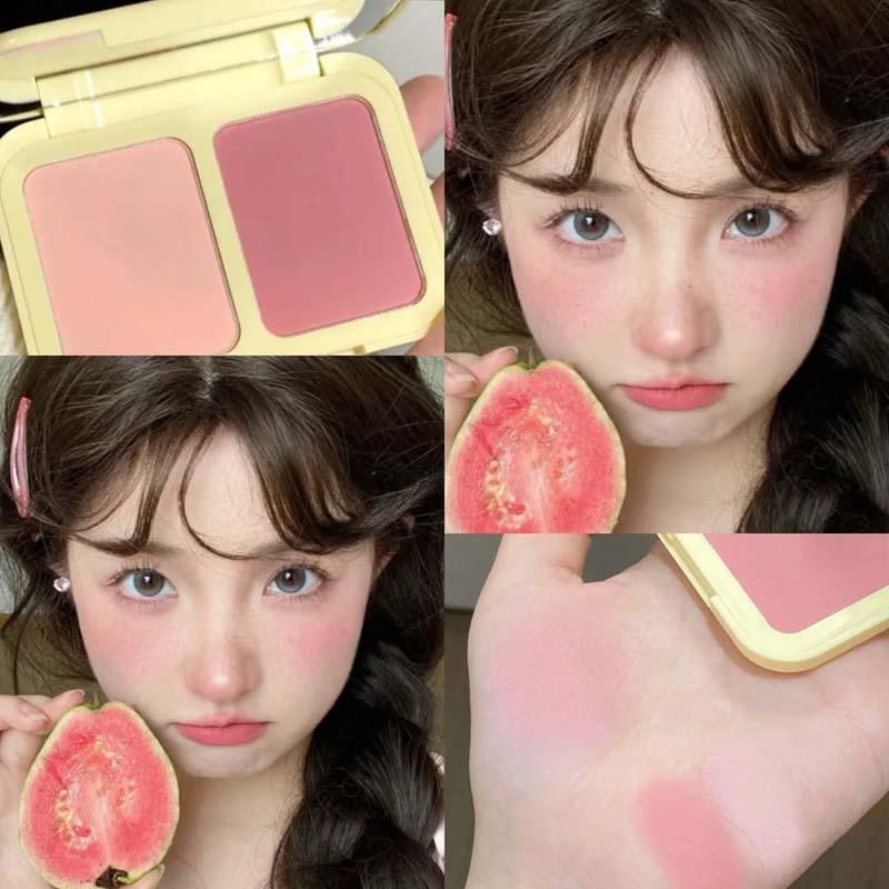 ✨ 2-in-1 Blush Palette with Mirror 🪞 Cheek Makeup Duo Dual Color Cheek & Eyeshadow｜Lightweight Natural Look & Long-Lasting Matte Blur Effect 🕑 Natural Flush for All Skin Tones 🌸 Perfect Christmas Gift & Unisex Makeup Must-Have！