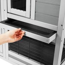 Indoor Rabbit Hutch with 2 Deeper No Leak Trays & 4 Casters, 37 Inch Rabbit Cage Pet House for Small Animals Outdoor Bunny Hutch with Run