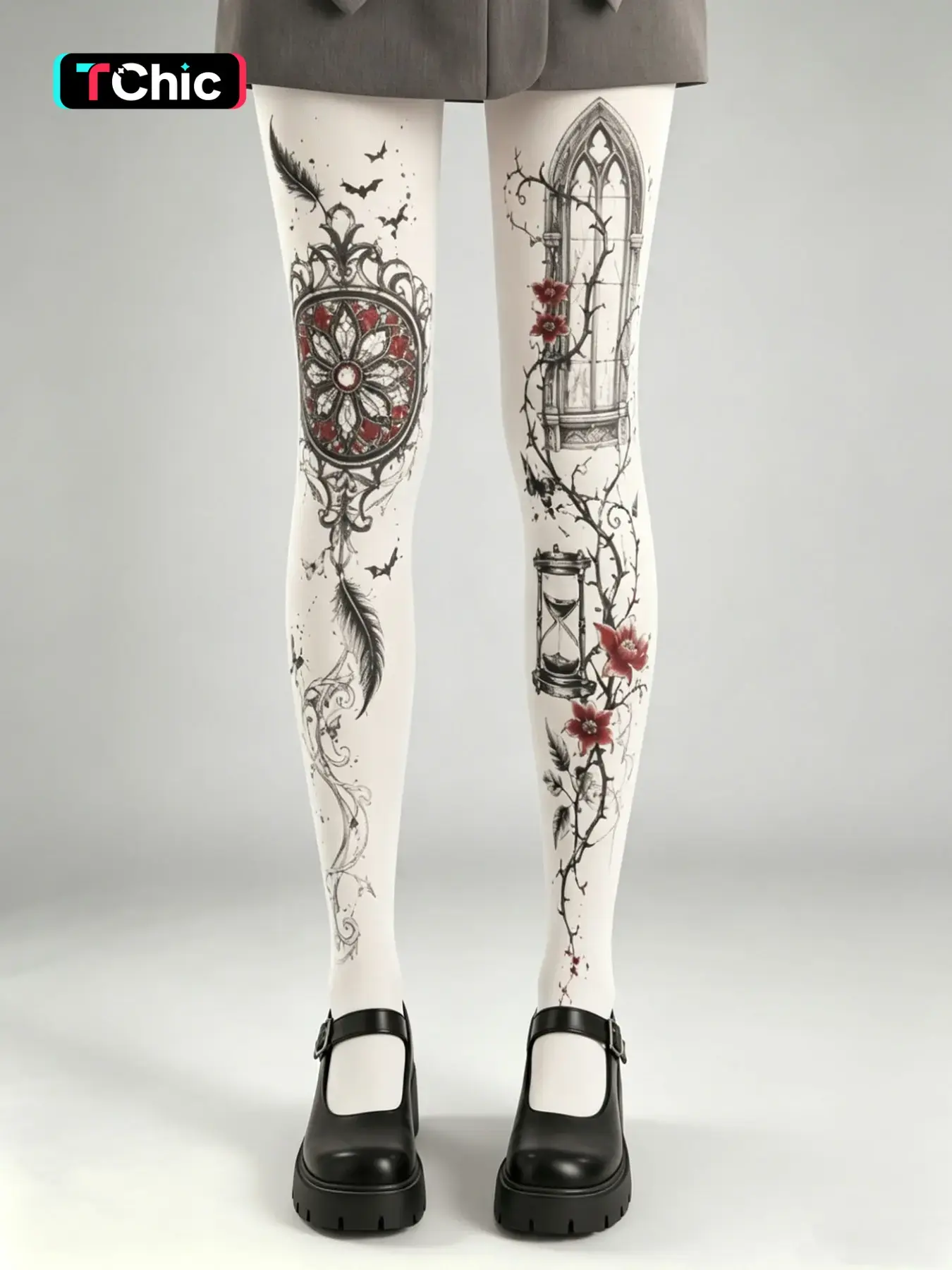 Women's Gothic Style Stockings, Fitted Design, Soft Material, All-Season Comfort, Ideal for Parties and Holidays