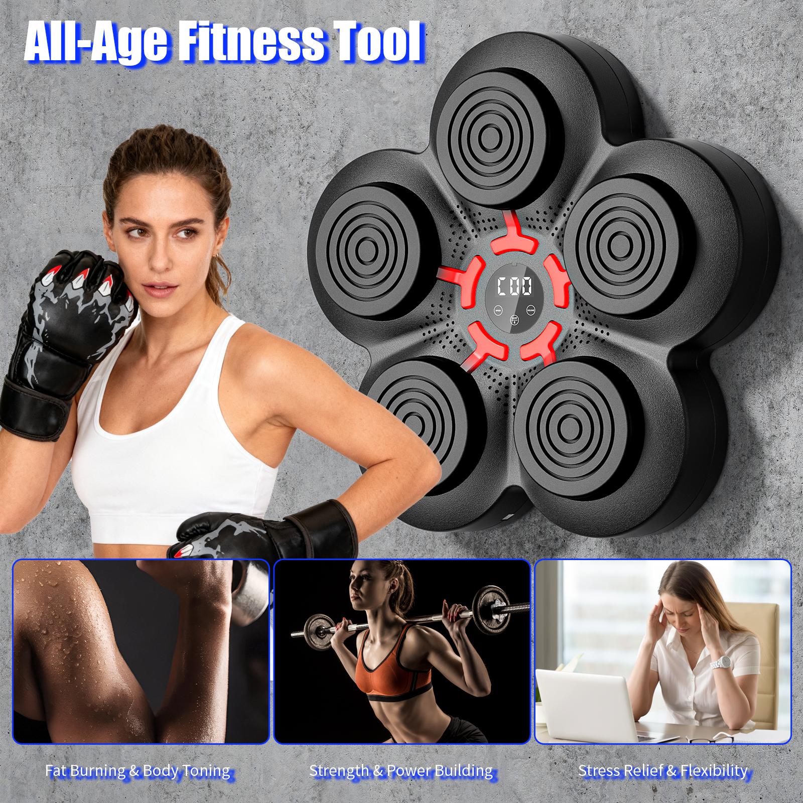 Music Punching Machine for Kids Adults,Bluetooth Wall Mounted Boxing Trainer with Gloves,Reaction Training Pad,Home Gym Sport Toys Gifts for Boys Girls Teens 3-12+