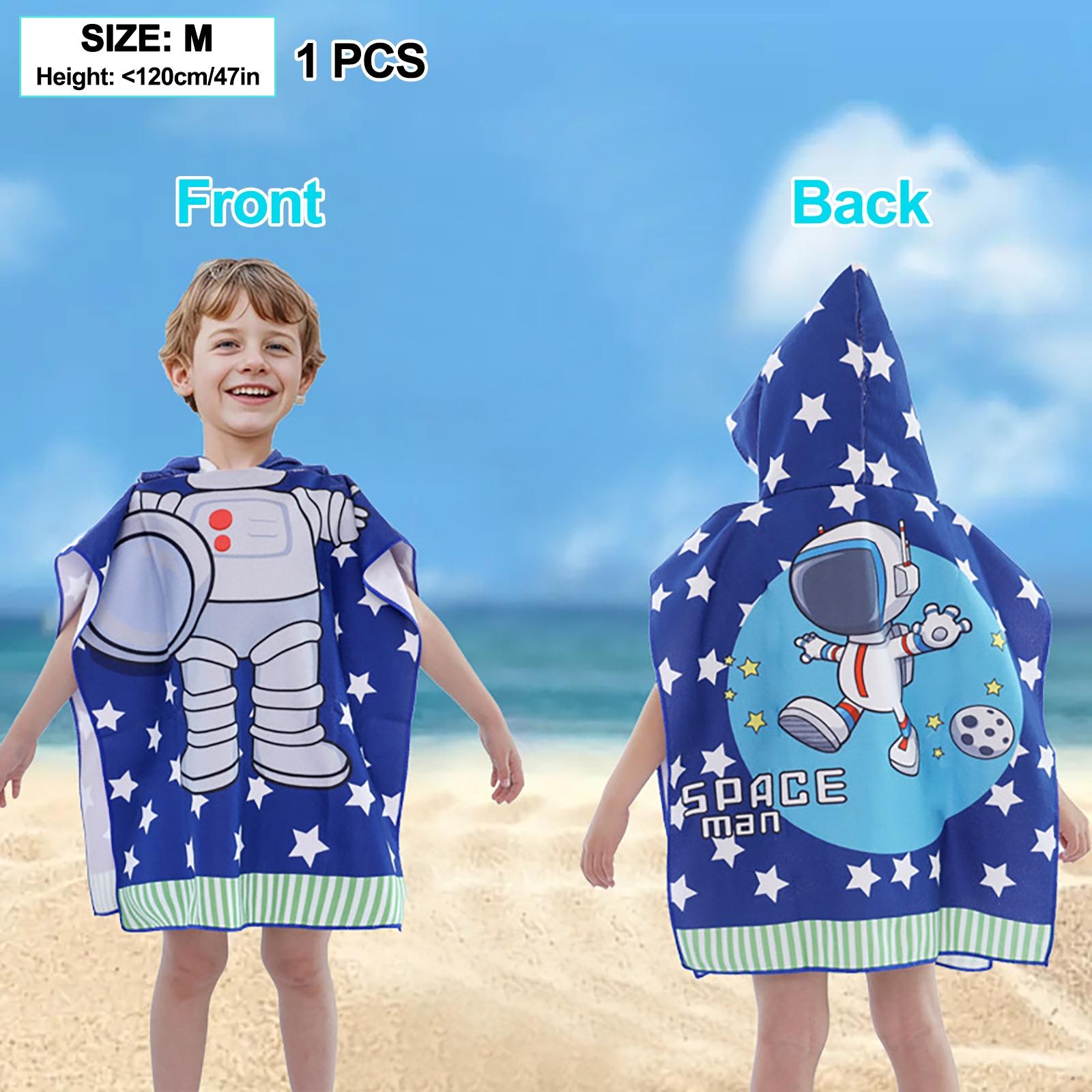 Animal Cartoon Print Bathrobe Cape, Soft Quick-Dry Beach Towel, Hooded Robe for Indoor Parties, Perfect for Beach and Home Use