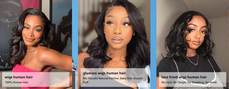 14inch Glueless Wigs 6x4 5x5 7x5 9x6 Human Hair Pre Plucked Body Wave Glueless Wig Lace Pre Cut 6x4 Lace Closure New Upgraded No Glue Wigs for Women Human Hair Natural Hairline