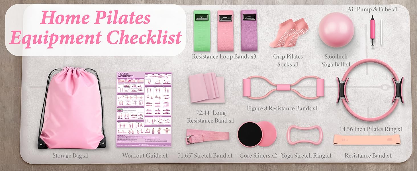Pilates Kit for Home Workouts, Pilates Equipment Ring and Ball Set, Pilates Essentials Kit for Women, Home Pilates Workout Kit, Pilates Starter Kit for Women at Gym Studio Travel Pilates Kit for Home Workouts, Pilates Equipment Ring and Ball Set, Pilates Essentials Kit for Women, Home Pilates Workout Kit, Pilates Starter Kit for Women at Gym Studio Travel