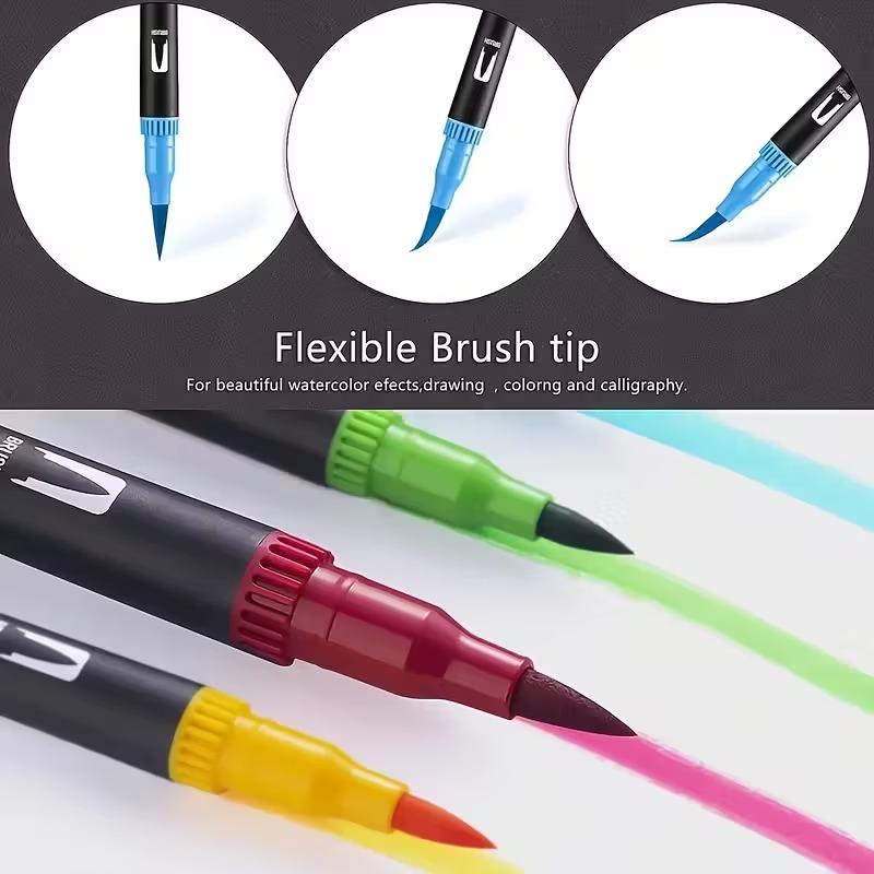 24 Color Aesthetic Dual Tip Markers, Brush & Fine Pen Set for Bullet Journaling, Calligraphy & Planner