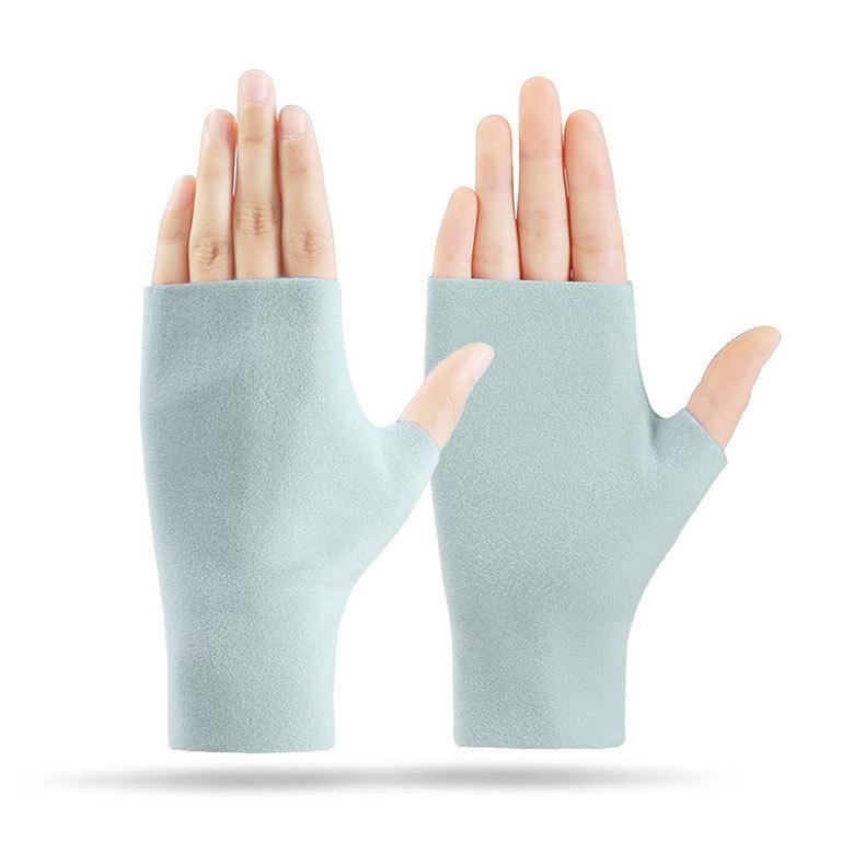 De Rong Half Palm Gloves, Fall Winter Thin Warm Gloves, Unisex Elastic Driving Typing Touch Screen, Student Learning Gloves