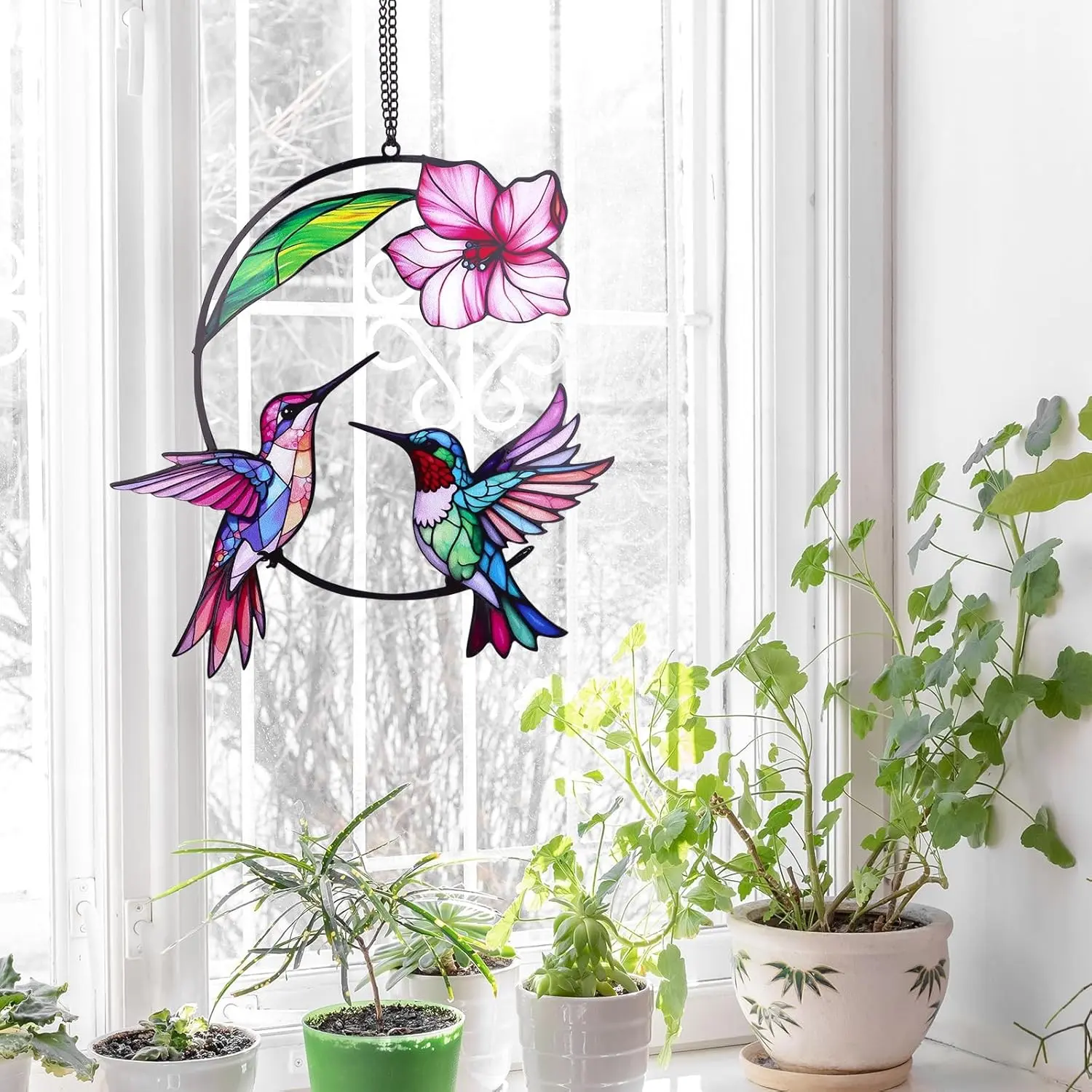 Hummingbird Gifts for Women, Hummingbird Sun Catcher for Window Hanging, for Mom Grandma Bird Lovers, Spring Suncatcher Garden Decor for Indoor Outdoor Windows