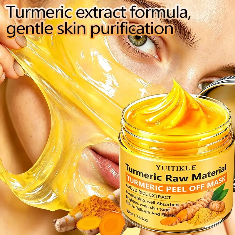 Yuitikue Turmeric Peel-Off Mask with Rice Extract, Brightening Deep Cleansing Face Mask, 50g, Natural Skincare Solution