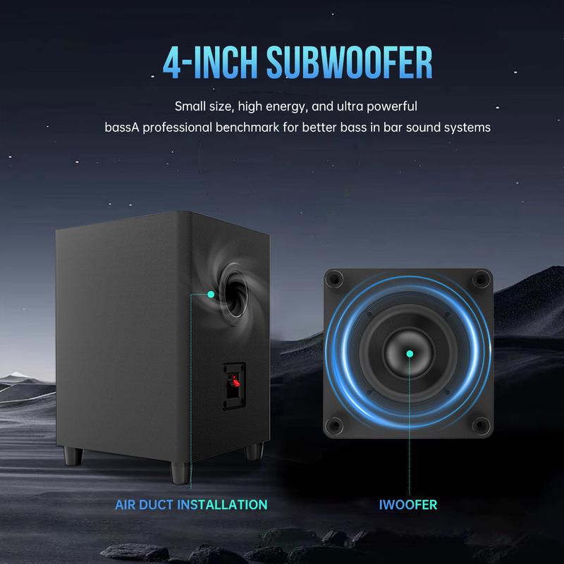 Bluetooth Soundbar With Subwoofer, 2.1 Heavy Bass Surround Sound System, TV Speaker, Home Theater Stereo, Bluetooth 5.0, AUX/USB/Optical/HD(ARC) Connection Audio Smartphone