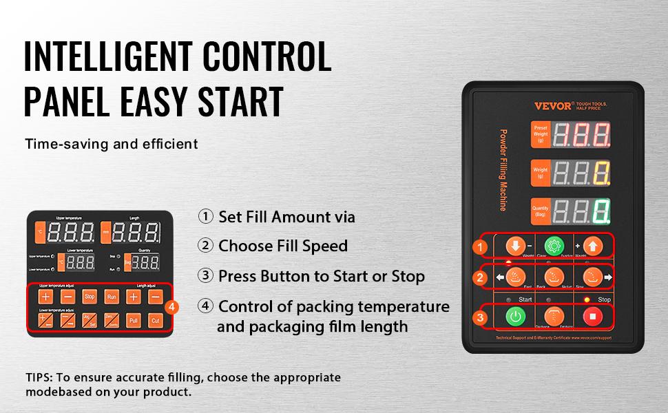 VEVOR Automatic Particle Packaging Machine, 0.002-0.22lbs/1-100g, Multi-Function Pouch Powder Sachet Weighting Filling Packing Machine, Powder Filler Machine for Tea Seeds Grains Flour Beans Glitter