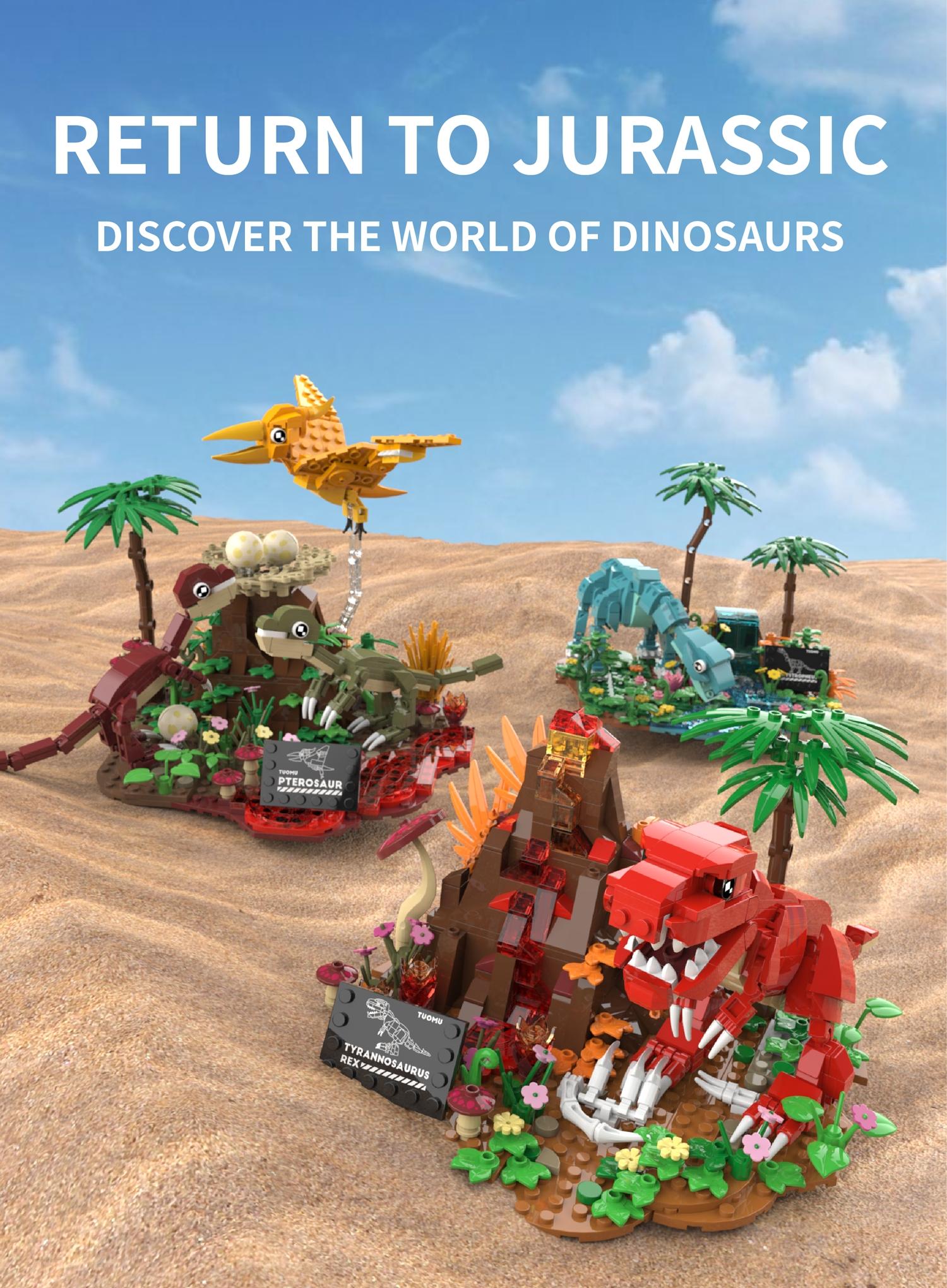 Cute T-Rex Building Block Set DIY Mini Dinosaur Model Desktop Decoration, Fun Creative Gift for Boys Girls Adults, Stress Relief Collectible