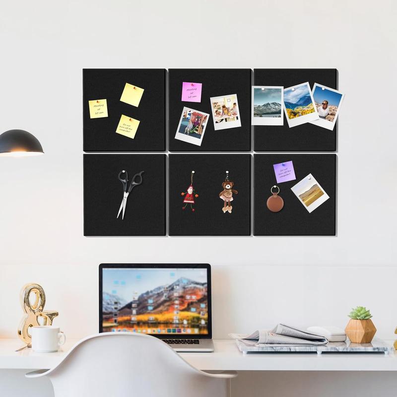 Cork Board, 6 Counts/pack Square Pin Board, Bulletin Board, Vision Board, Photo Board, Wall Decor for Home Office School, Home Decor Accessory