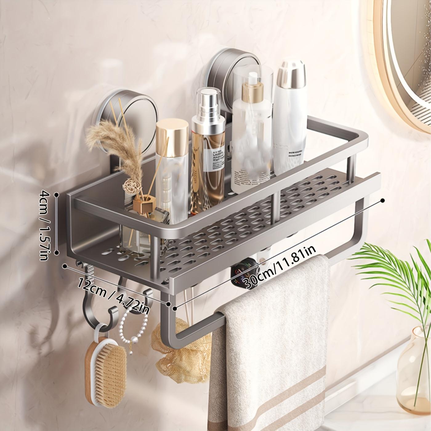 Fashion Multifunctional Metal Storage Rack - Easy to Install, Space-Saving Design, Effectively Organizes Home, Polished Surface, Wall Mounted Organizer with Drain Holes, Ideal for Bathroom or Kitchen Use