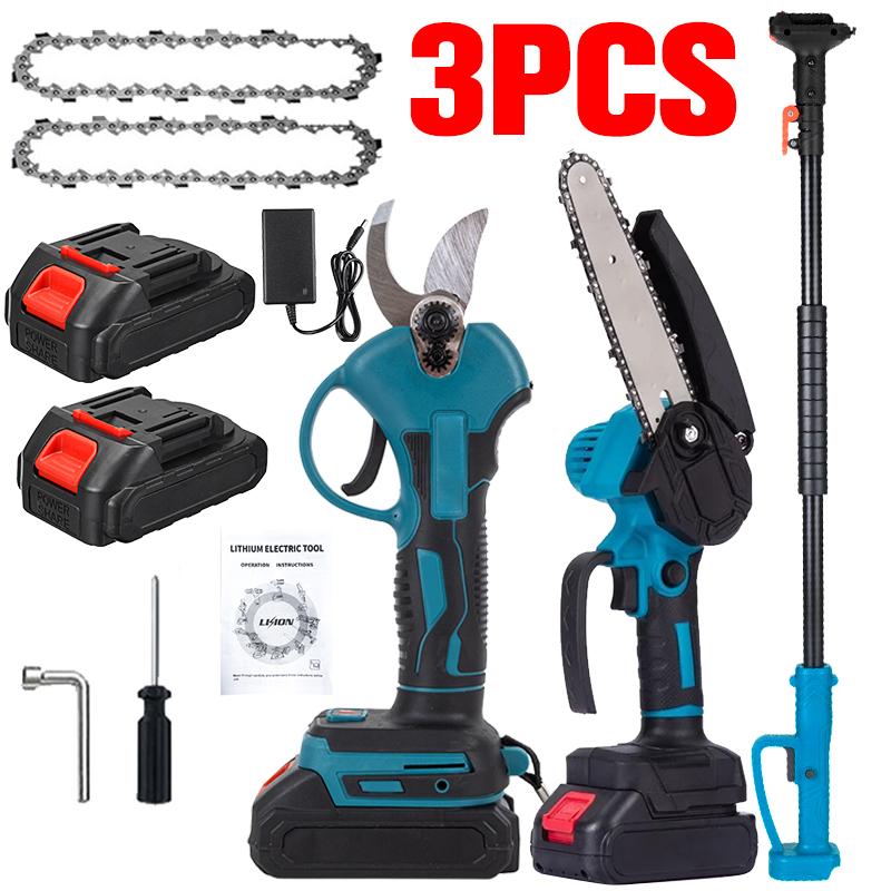 3-in-1 Cordless Pole Saw, Mini Electric Chainsaw and Electric Pruning Shears with 6.5ft Telescopic Pole, 6 Inch Electric Brushless Pole Saw with 2 1.3Ah Batteries for Home Garden Tree Pruning 3-in-1 Cordless Pole Saw, Mini Electric Chainsaw and Electric Pruning Shears with 6.5ft Telescopic Pole, 6 Inch Electric Brushless Pole Saw with 2 1.3Ah Batteries for Home Garden Tree Pruning