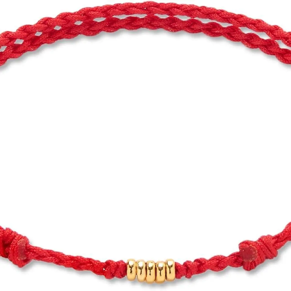 Sterling Silver Gold Beads Red String Anklet Bracelet with Gift Box