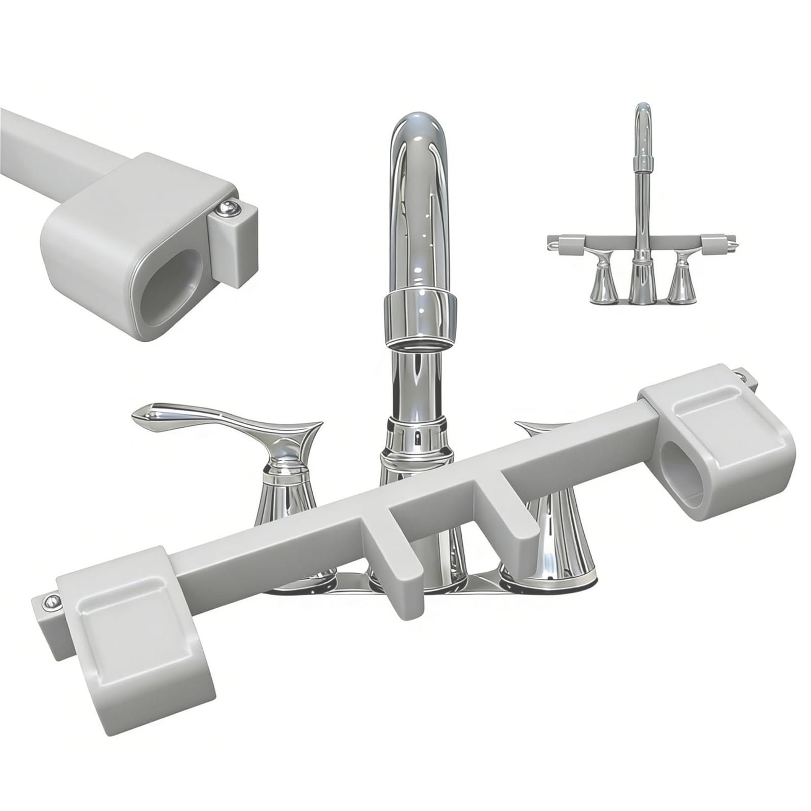 1 PCS Universal Faucet Handle Lock for Double Sinks, Child & Pet Safety Guard with Central Pipe Fixation, Prevents Handle Turning Durable Tap Lock, Quick-Install Sink Faucet Stopper for Kitchen Bathroom