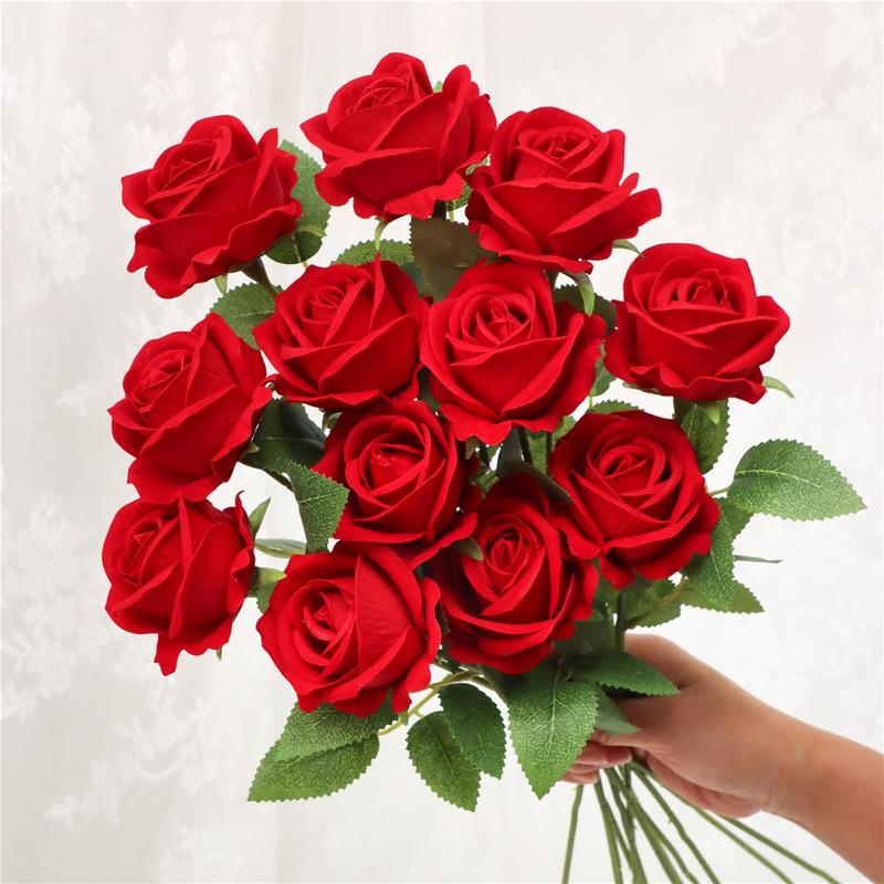 12pcs Artificial Rose Flowers, Wedding Decoration, Living Room Arrangement, Christmas Valentine's Day Birthday Party Decorations
