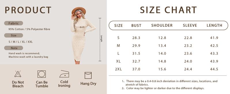 Imily Bela Womens Long Sleeve Turtleneck Sweater Dresses Knitted Bodycon Midi Sheath Jumper Dresses