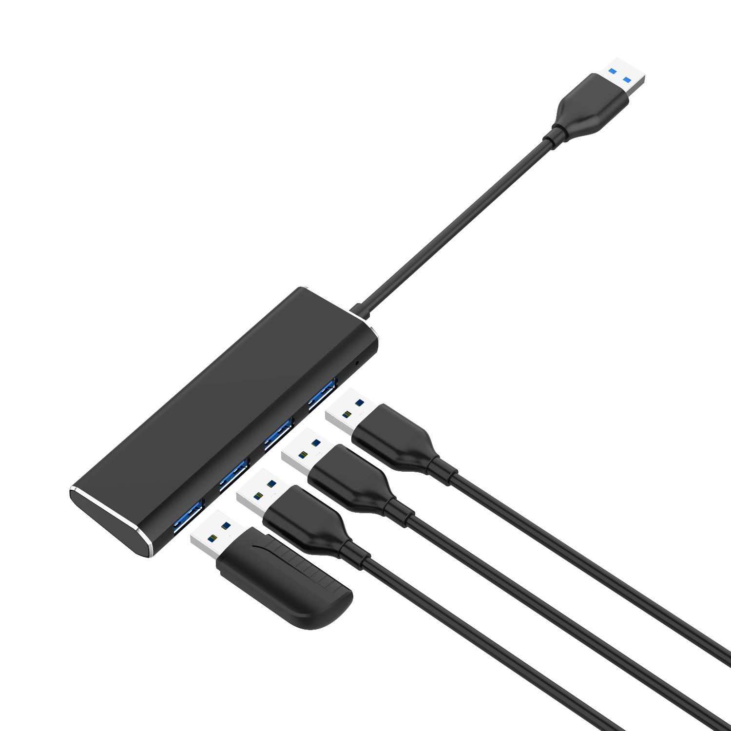 4-Port USB 3.0 HUB 5gbps, Ultra-Thin Aluminum Expansion, Compatible with Macbook Pro/air/chromebook, Supports Windows/MAC/unix Systems