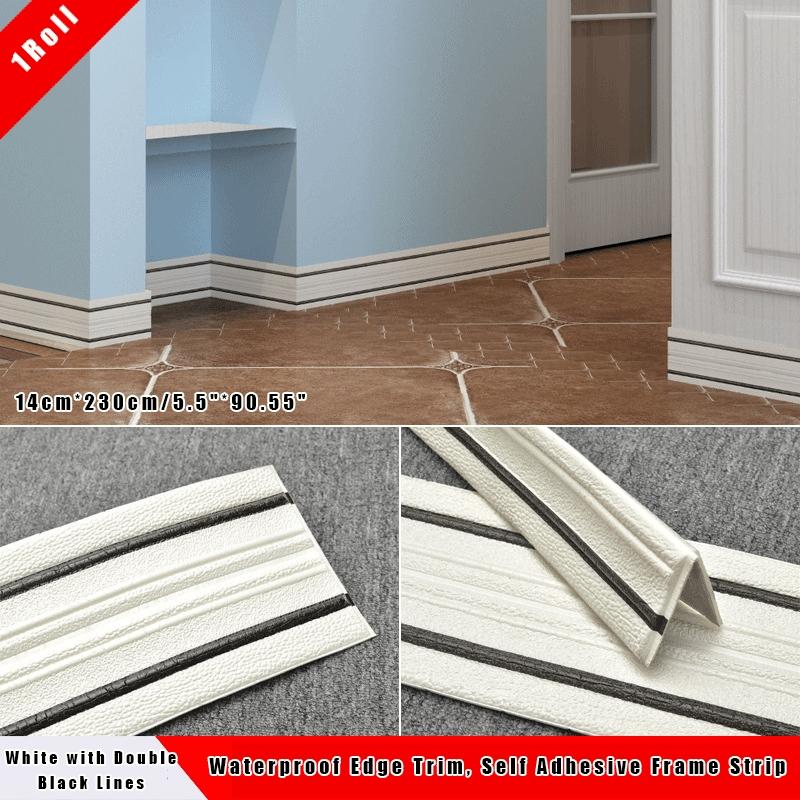 Flexible Thick Foam Peel & Stick Trim, Self Adhesive PVC Wall Border & Ceiling Molding, Removable Skirting Board Edge Strip for Window, Tile Splash Guard, Mirror Edge Home Decor