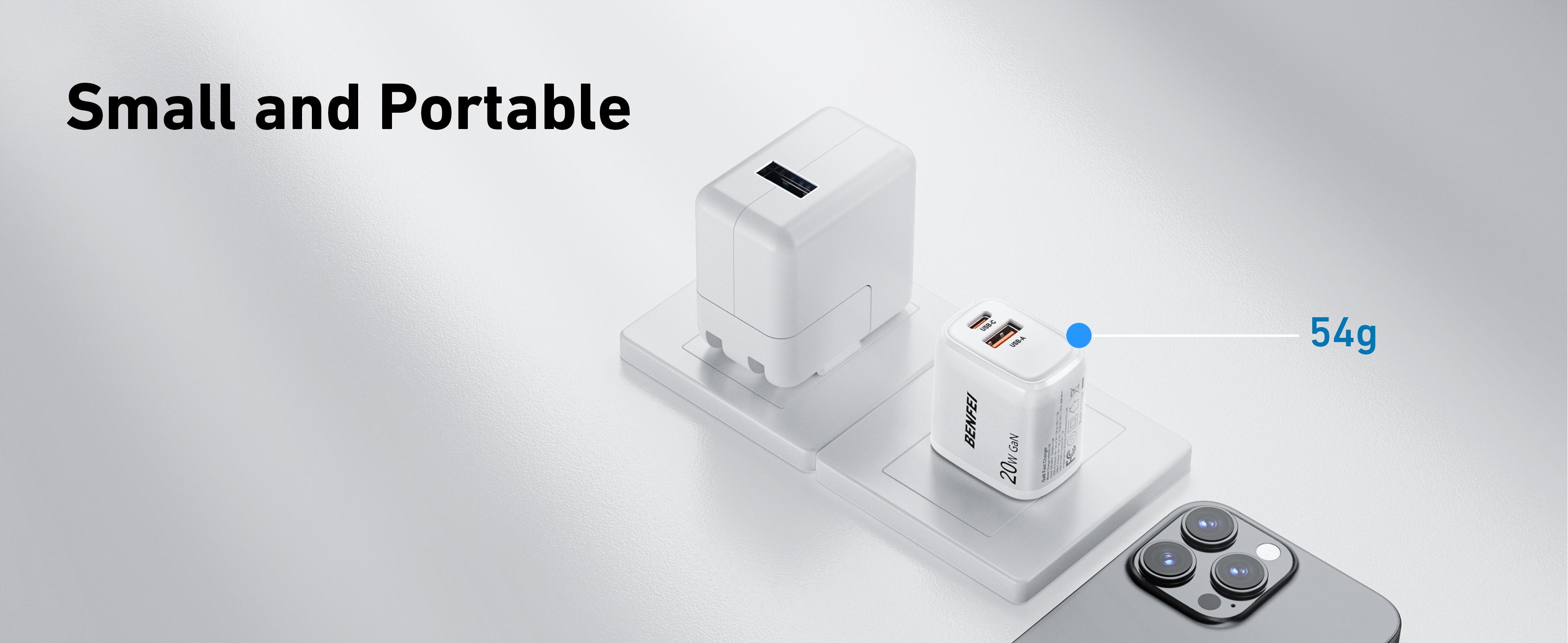 BENFEI USB C Charger, 20W GaN Wall Charger Compatible with iPhone 16/16 Pro/Pro Max/iPad Pro with 60W 3ft USB-C Cable