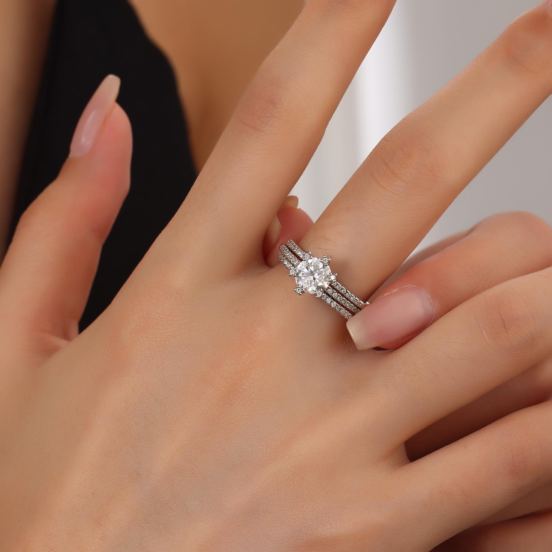 STUNNA LADY 1 Carat Moissanite Rings, 925 Sterling Silver Women Wedding Bands, Moissanite Engagement Rings for Women Wife Girlfriend Gifts with Certificate of Authenticity and Gift Box