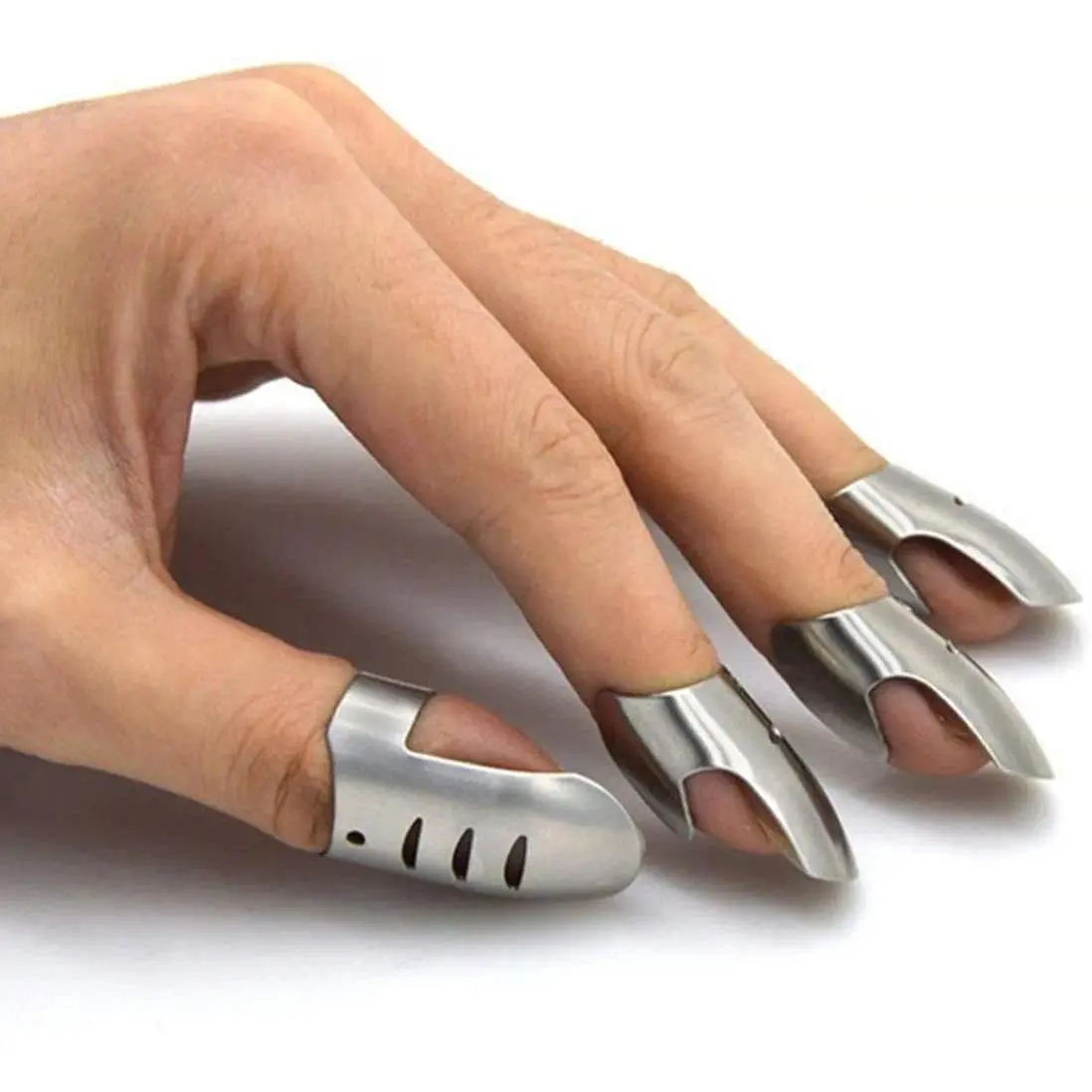 4pcs Kitchen Stainless Steel Finger Nail Protector Hand Cut Guard Safe Slice Knife Tool, Kitchen Finger Cutting Protector