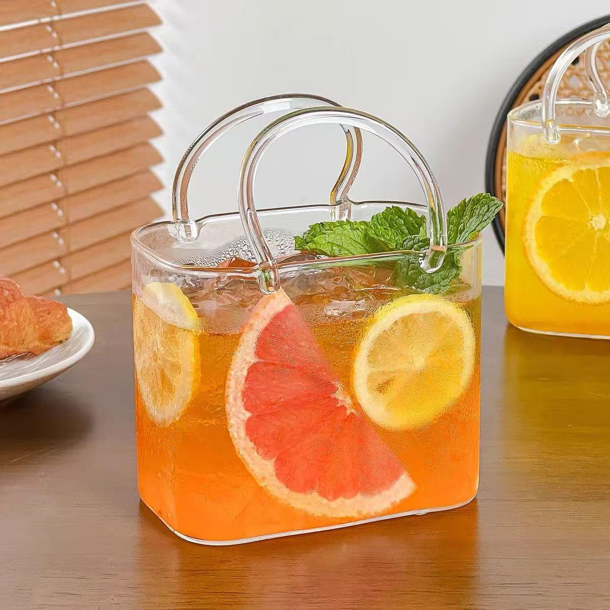 Reusable Glass Cup with Straw, Square Cocktail Mug for Juice Smoothies Iced Tea, Holiday Gift Christmas Halloween Thanksgiving Hanukkah