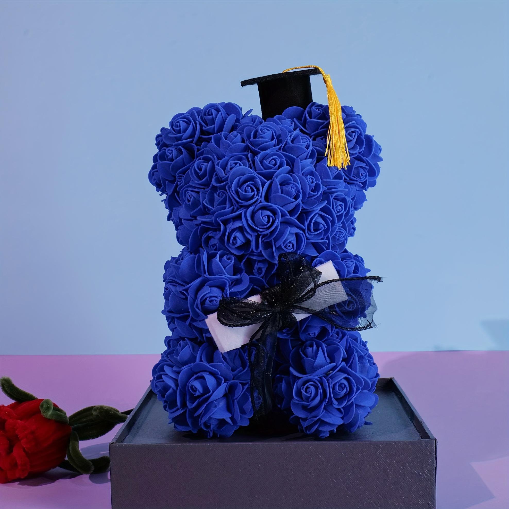 Graduation Gift Bear with Rose Hat, Multiple Colors Available, Perfect Graduation Present, Elegant and Unique Design