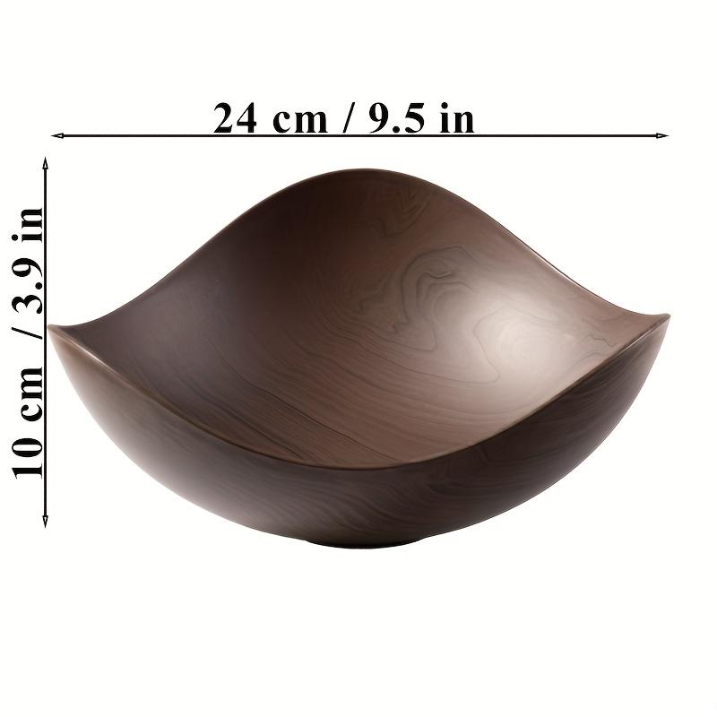 2pc Large Plastic Serving Bowl with Imitation Wood Grain - Dark Brown/Black PP Party Salad & Candy Dish, Durable Fruit Bowl for Buffet, Wedding, Banquet, Picnic - Easy-Clean Tableware Container
