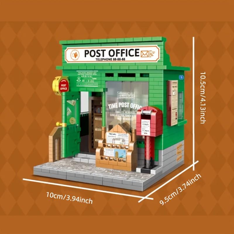 2 Elegant Building Block Models, Post Office and Bookstore Kits, DIY Assembly, Home Decor, Perfect Gift for Holidays