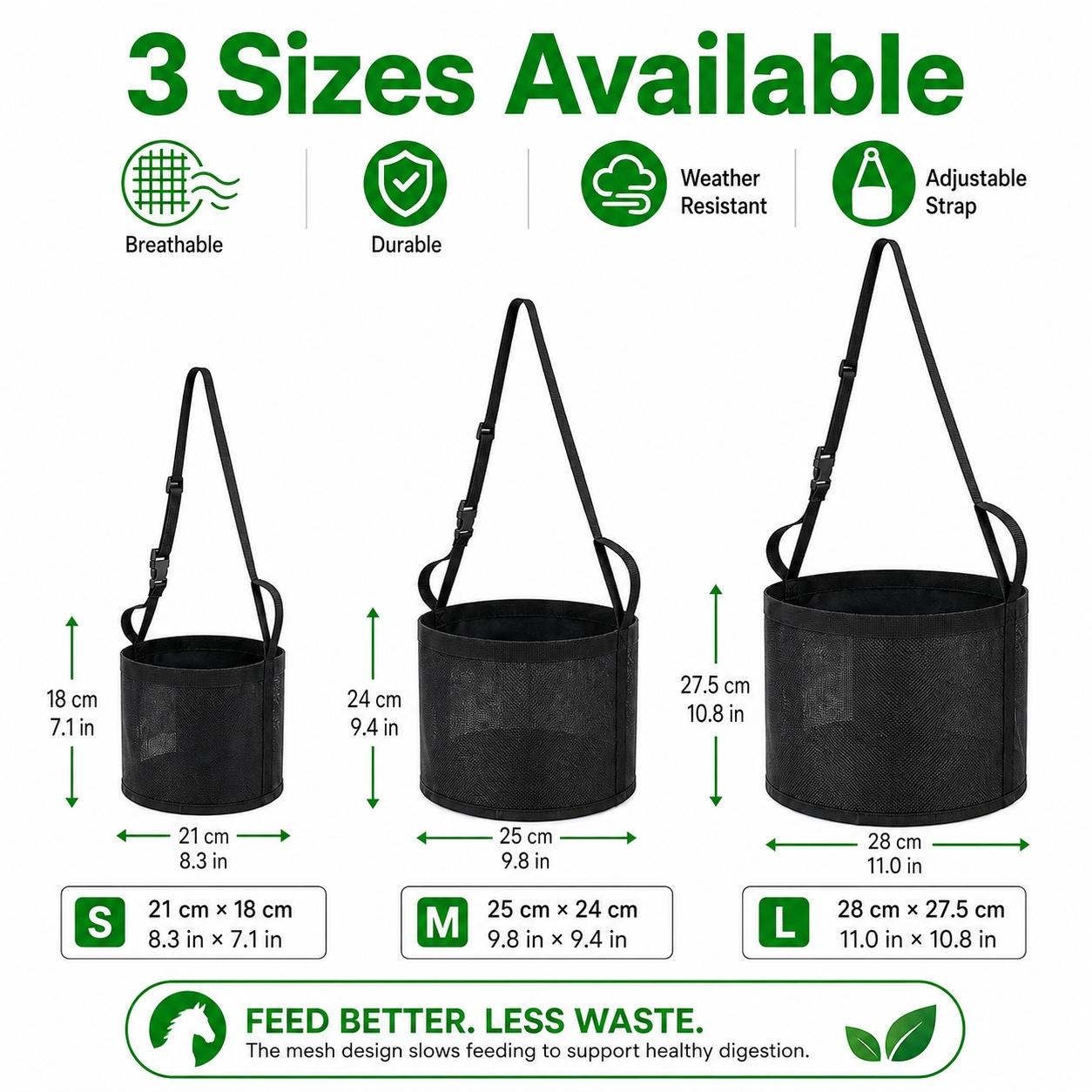 Adjustable Horse Hay Feeder Bag, Portable Slow Feed Hay Sack for Feeding Horses, Cattle, Sheep, Convenient Hanging Design, 1 Piece