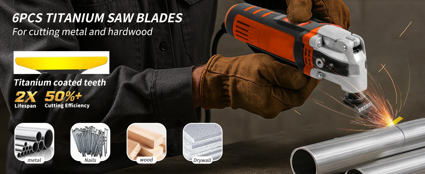 80-120PCS Titanium Oscillating Tool Blade, Professional Bi-Metal Multitool Blades Kits for Wood Nails, Metal, Plastic, with Japanese Teeth Fit Dewalt Milwaukee Bosch Worx Ryobi
