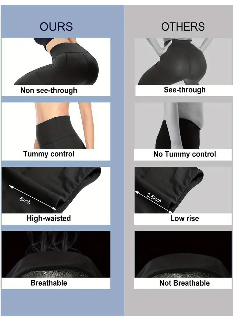 4-Pack High-Stretch Plus size yoga pants Sports Leggings For Women, High-Waisted Cropped Yoga Pants With Pockets, Fitness Running Compression Tights