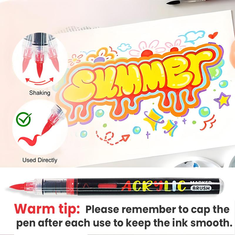 Acrylic Paint Marker - 36 Color pc Marker Pen Set, Artist Fine and Brush Tip Marker for Kids Adult Coloring Books Note Taking, Card Writing, Ston Graffiti, DIY Crafts, Drawing Art Supplies Kit and School Essential, exquisite Gift, Professional Art Pen Set