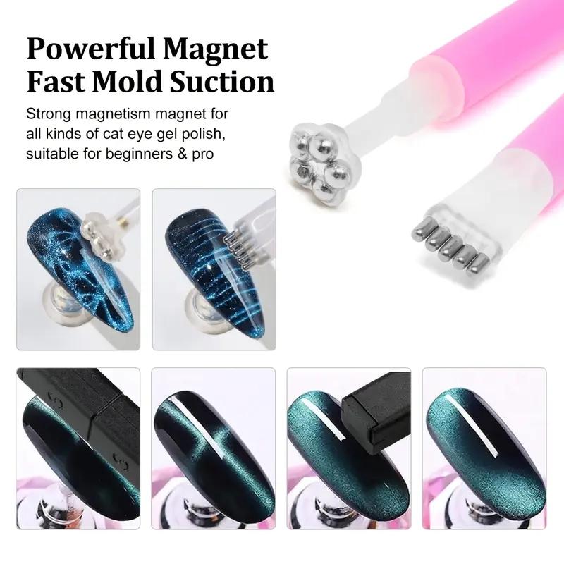 7-Piece Nail Polish & Gel Magnet Set, Nail Art Kit, Complete Salon Kit for Cat Eye French Manicure, Professional Nail Tools for Home Use