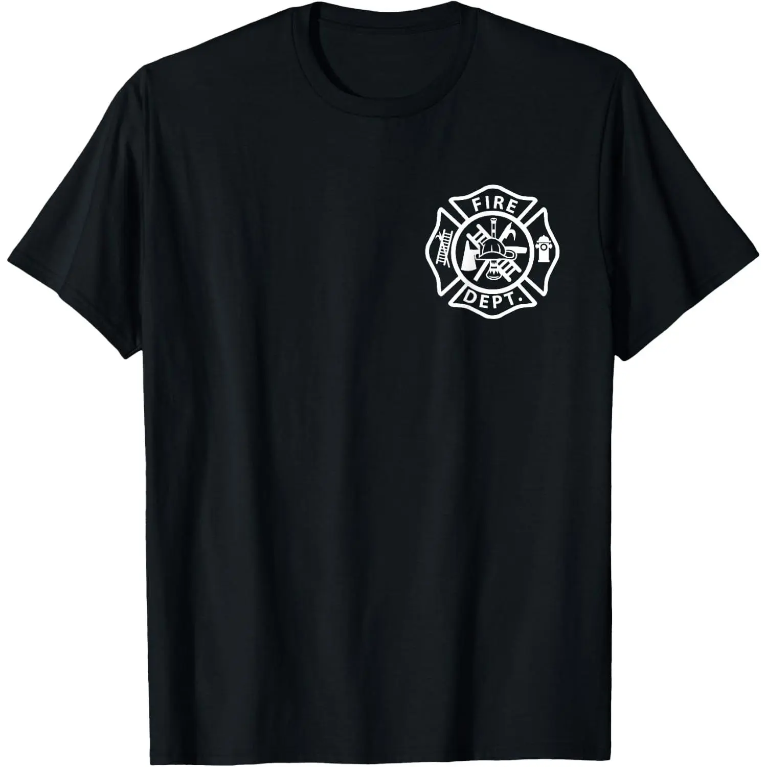 Men's Classic Round Neck Short-Sleeve Breathable Cotton T-Shirt - Fire Department Symbol Graphic, Firefighter Gear Print, Streetwear Casual Top for Unisex Menswear Matching Outfits