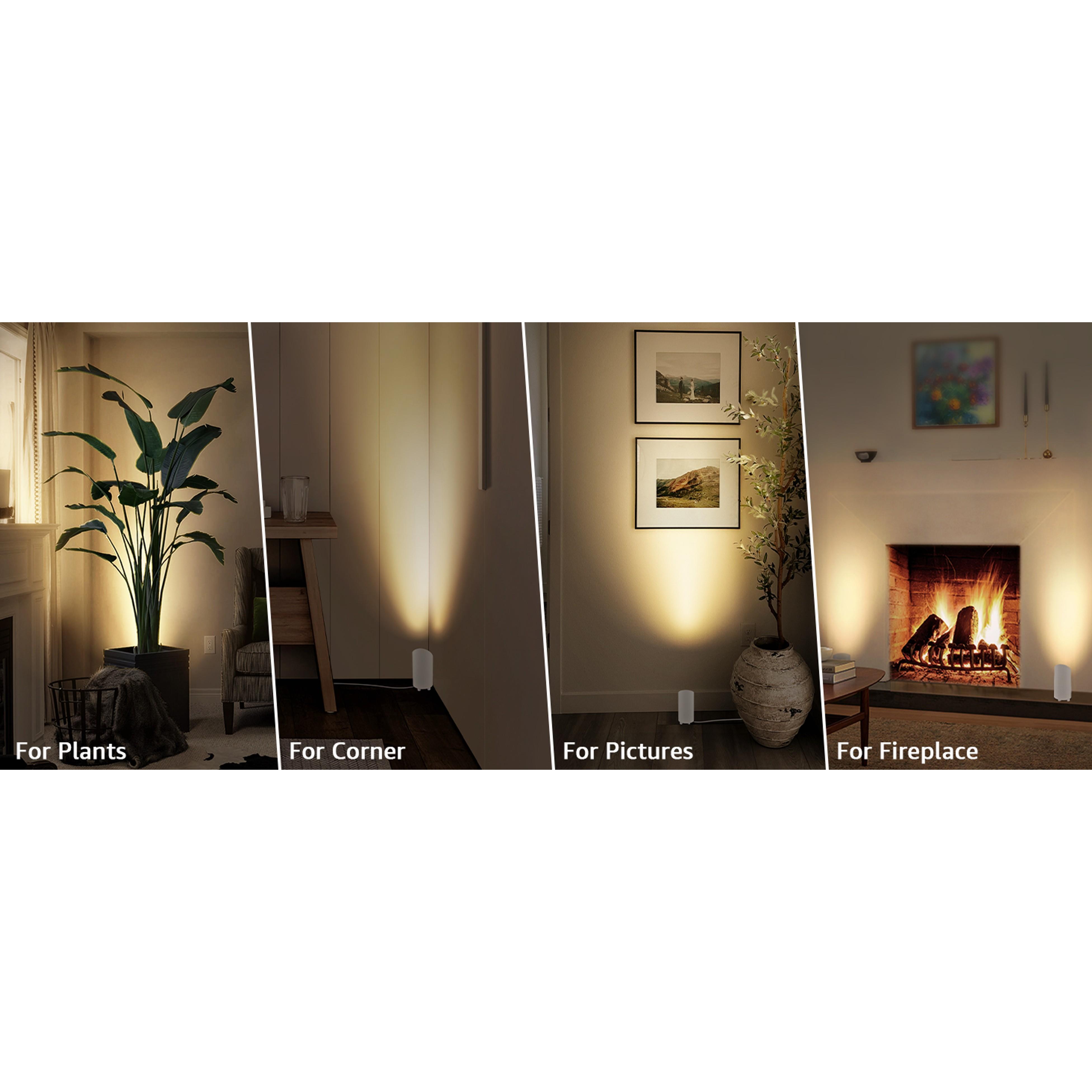 2 Pack Uplighting Indoor Floor Can Light, 5W Up Lights with 2700K LED GU10 Bulbs, Uplights Floor Spot Lights Indoor for Home Accent Lighting, 5.9 FT Plug Cord & Foot Switch