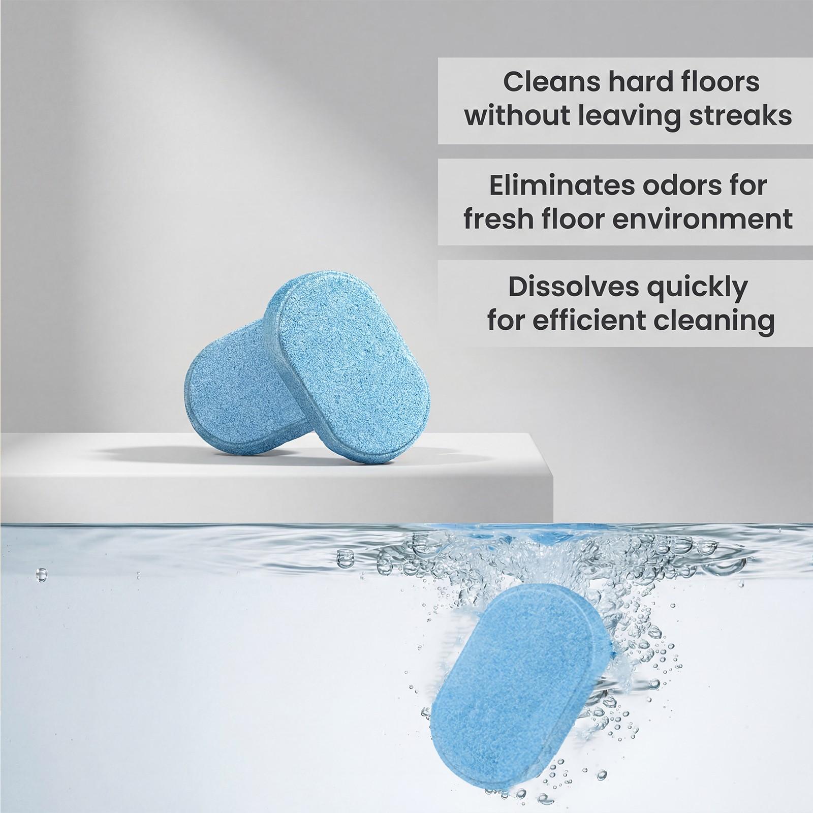 Floor Cleaning Tablets, 12 Pieces, Lemon Scent, Daily Home Floor Cleaner, Stain Removal, Fresh Fragrance, Convenient Care Tablets