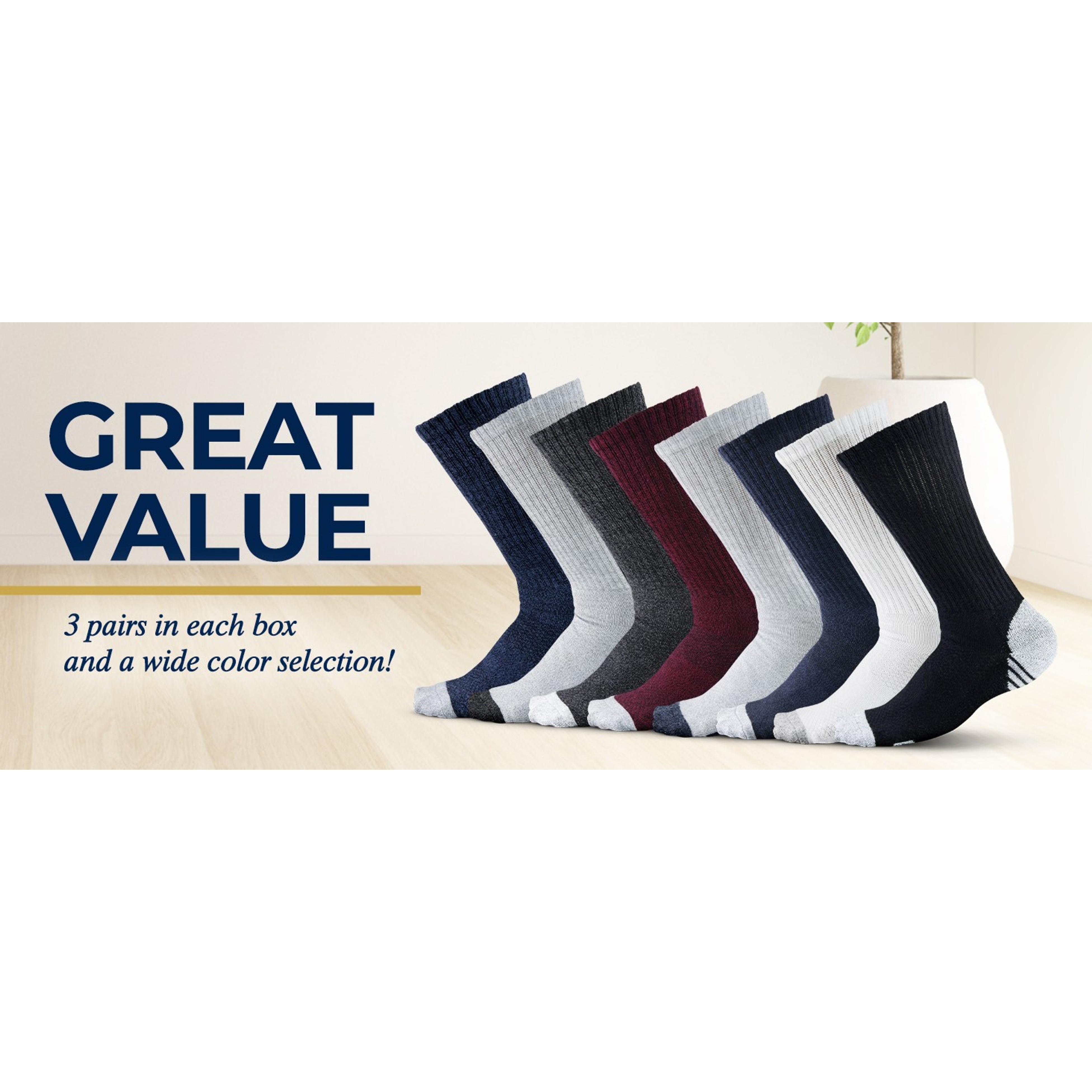 3 Pairs Bamboo Viscose Men's Socks - Premium Crew Work Socks, Moisture Wicking Socks for Hiking & Work BootsGift