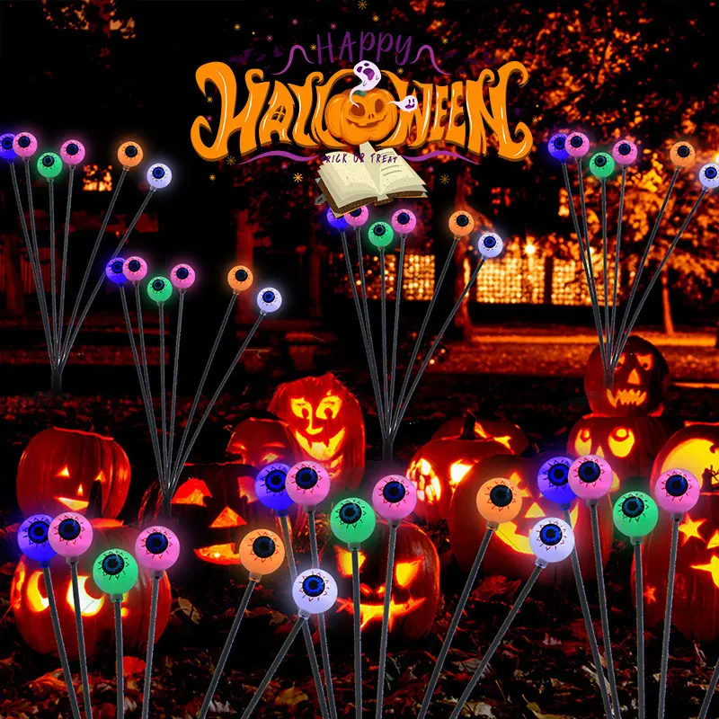 Solar-powered Halloween eyeball lights, spooky eye decorative stake lights for outdoor courtyard and garden decoration, creative holiday stake lights