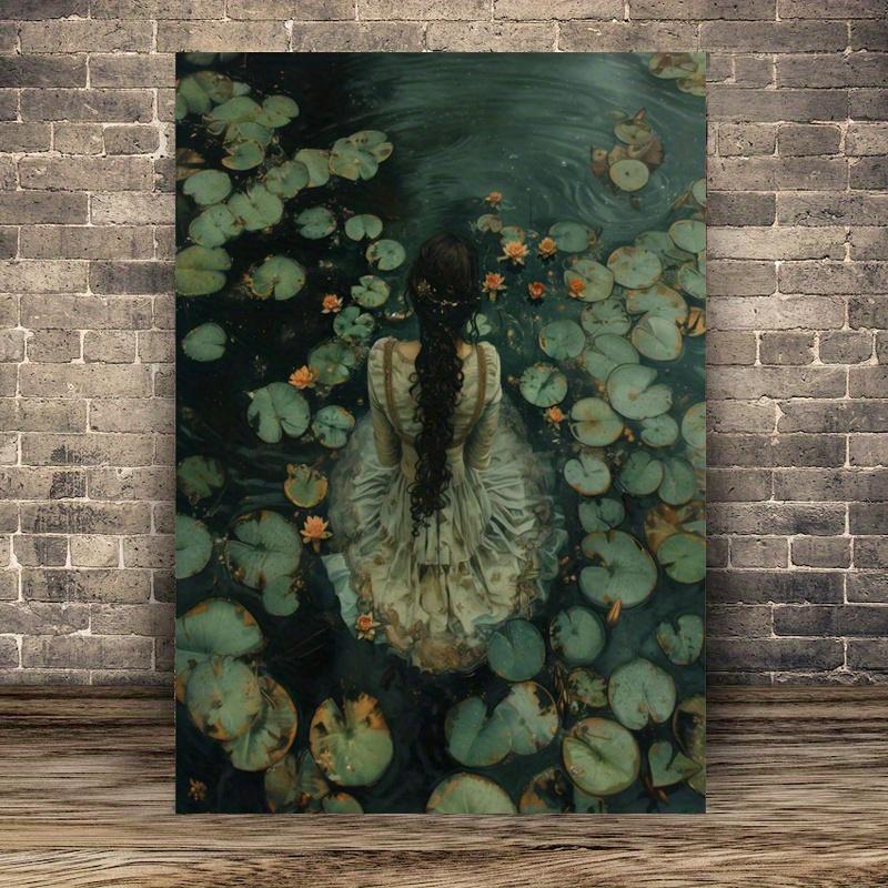 Gothic Victorian Lake Canvas Art Print - Dark Academia Aesthetic Waterproof Wall Decor, Victorian Gothic for Living Room, Bedroom, Office - Mysterious Moody Tones, Unframed or Wrapped Canvas Frame, Use (No Frame Included), 2D Flat, Perfect for Room