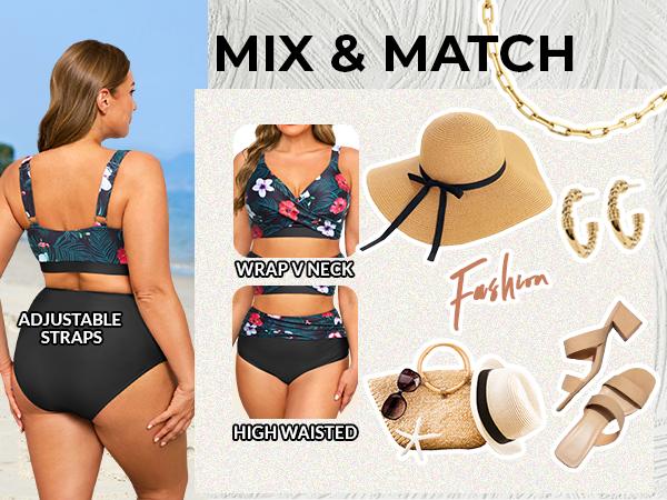 Yonique Women's Plus Size High Waisted Bikini - Two Piece Swimsuit Tummy Control Bathing Suit Twist Swimwear Yonique Women's Plus Size High Waisted Bikini - Two Piece Swimsuit Tummy Control Bathing Suit Twist Swimwear